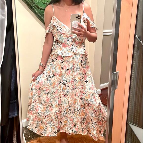 RACHEL Rachel Roy Floral Ruffled Maxi Sun Dress NWT Eggshell Combo - Picture 1 of 7